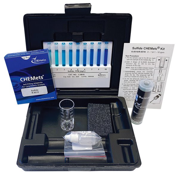 Chemet Test Kit, Sulphide, 0.0-1.0 &amp; 1-10ppm, K9510 (Each)