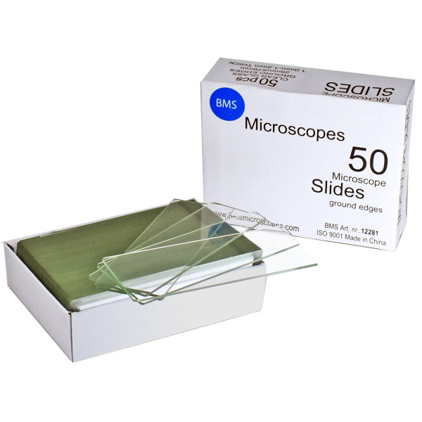 BMS Microscope  slides 76 x 26 mm, 1.0 - 1.2 mm thick (Pack of 50)