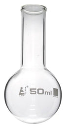Borosilicate Glass Round Bottom Flask Narrow Neck - 50mL x 12pcs