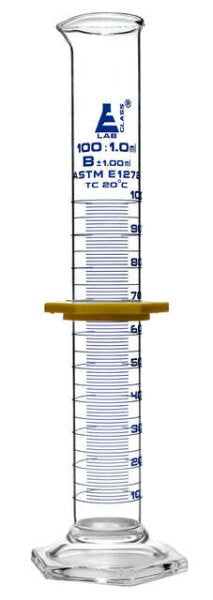 Graduated Glass Measuring Cylinder Class B to ASTM E1272 Std - 100mL