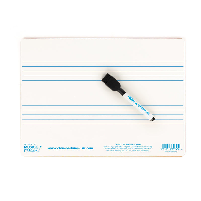 A4 mini dry-wipe music whiteboard with 2 pre-printed staves - 12 pack