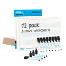 A4 mini dry-wipe music whiteboard with 3 pre-printed staves - 12 pack