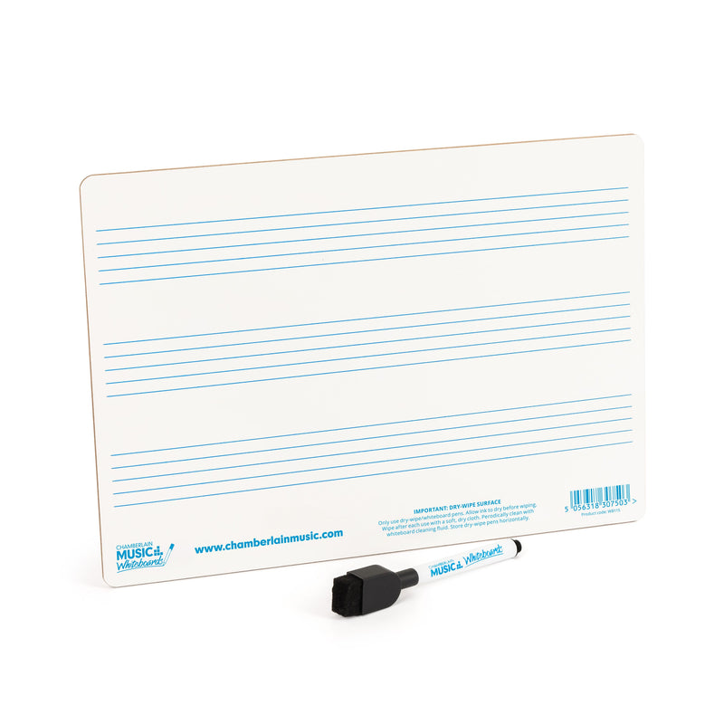 A4 mini dry-wipe music whiteboard with 3 pre-printed staves - 12 pack