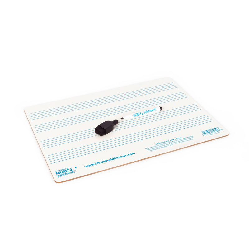 A4 mini dry-wipe music whiteboard with 4 pre-printed staves