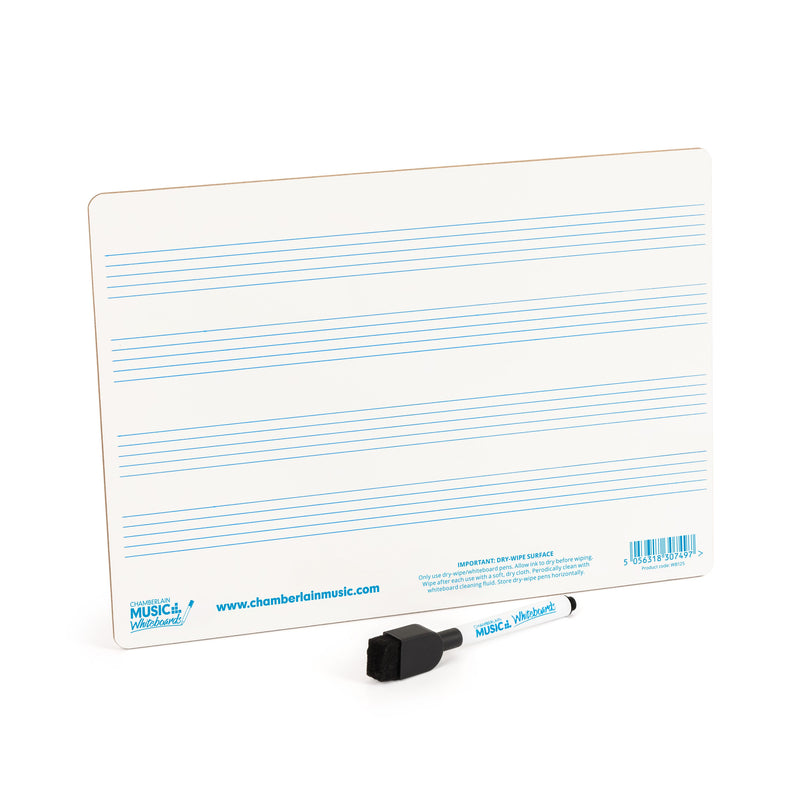 A4 mini dry-wipe music whiteboard with 4 pre-printed staves