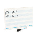 A4 mini dry-wipe music whiteboard with 4 pre-printed staves