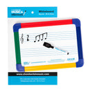 Magnetic A4 mini dry-wipe music whiteboard with 2 pre-printed staves