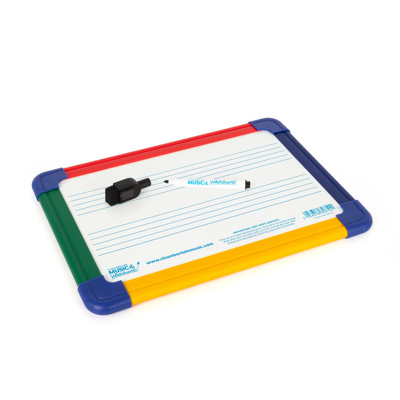 Magnetic A4 mini dry-wipe music whiteboard with 2 pre-printed staves