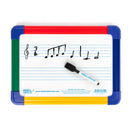Magnetic A4 mini dry-wipe music whiteboard with 2 pre-printed staves