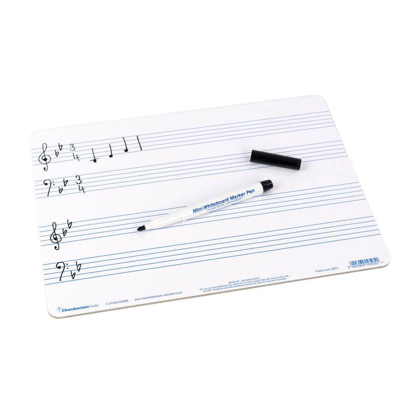 A4 Music Whiteboard With 4 Pre-Printed Staves