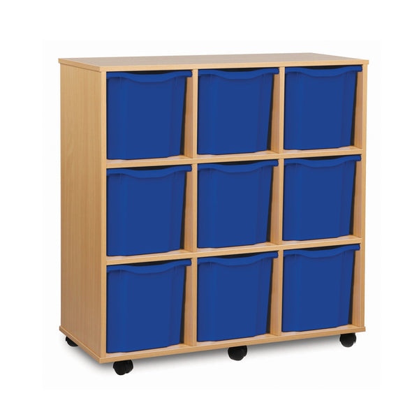 Monarch 9 quad tray storage unit (3 x 3) - Blue