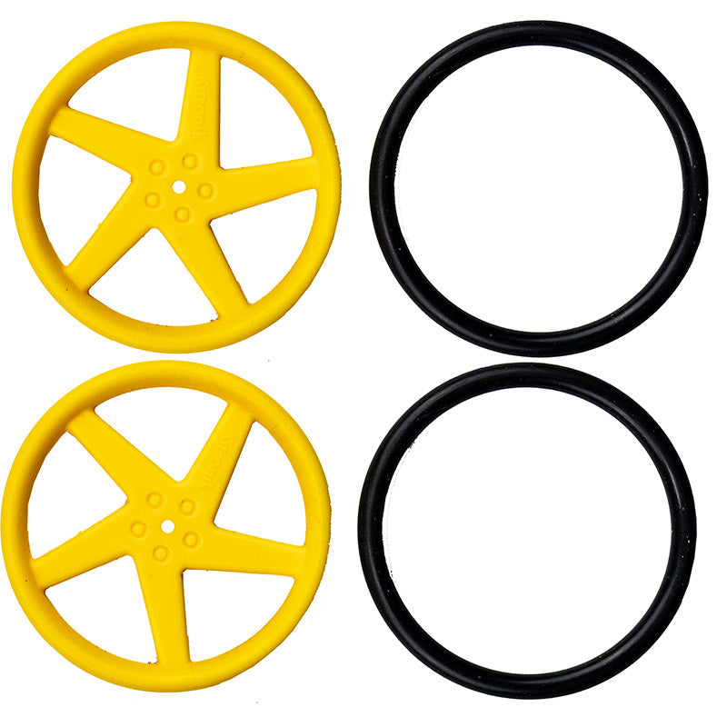 Kitronik Pair of 5 Spoke Wheels for TT motor - Yellow