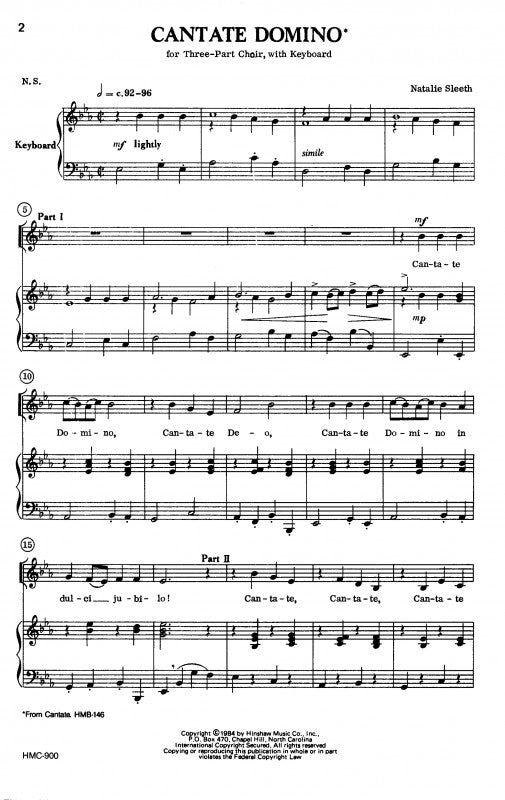 Sleeth - Cantate Domino - 3 part