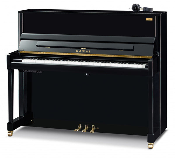 Kawai K-300 AURES2 hybrid upright piano in polished ebony