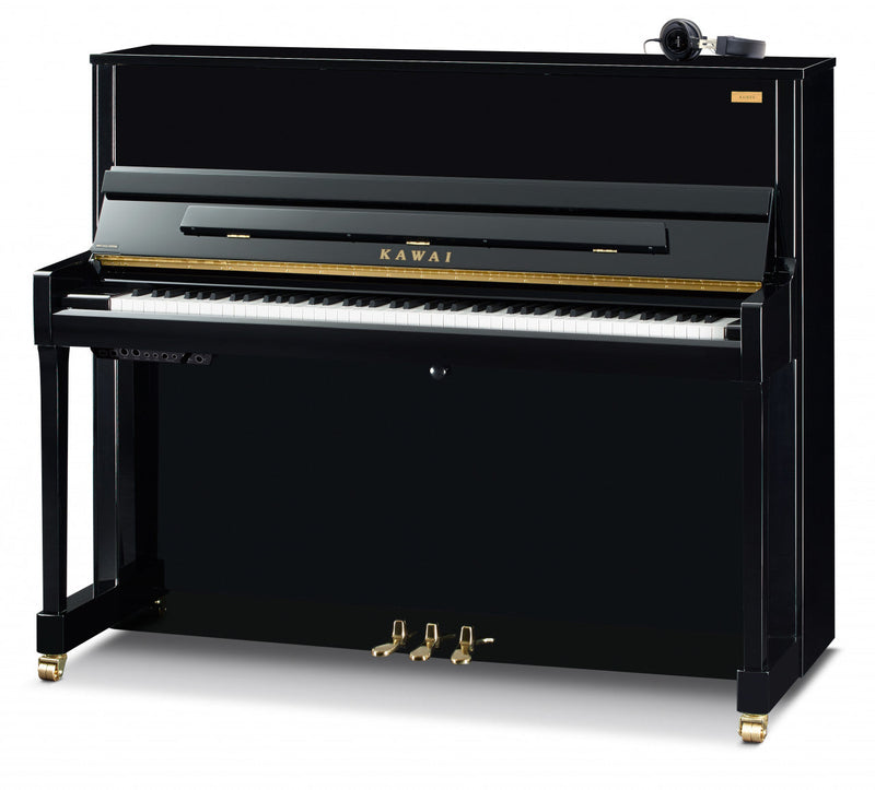 Kawai K-300 AURES2 hybrid upright piano in polished ebony