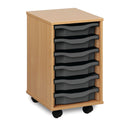 Monarch shallow tray storage unit - 6 trays (1 x 6) beech