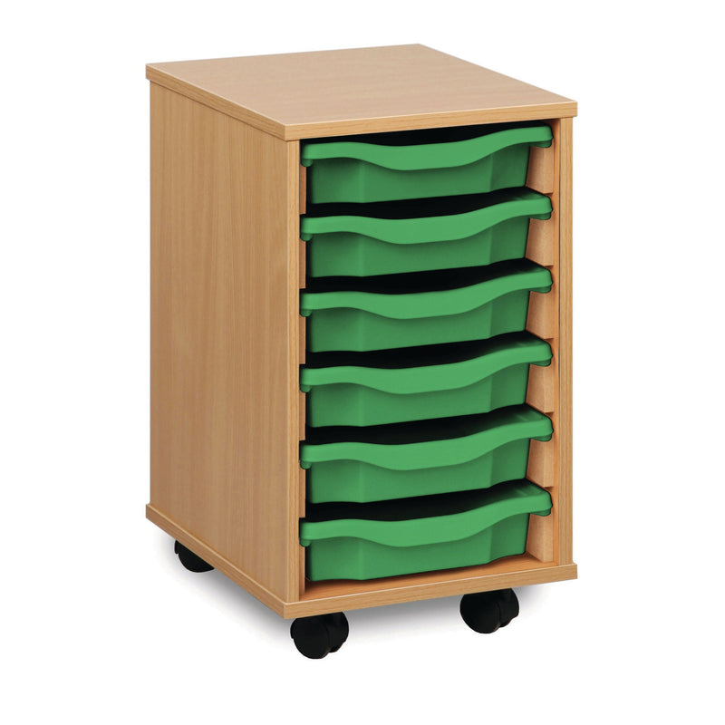 Monarch shallow tray storage unit - 6 trays (1 x 6) beech