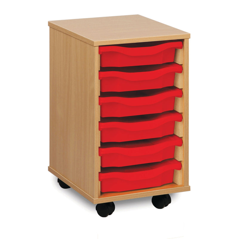 Monarch shallow tray storage unit - 6 trays (1 x 6) beech