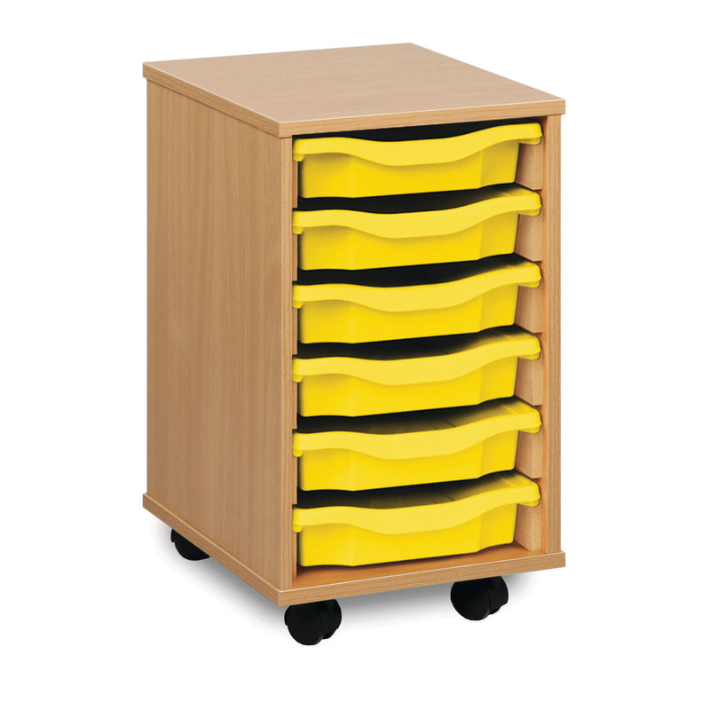 Monarch shallow tray storage unit - 6 trays (1 x 6) beech