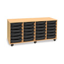 Monarch shallow tray storage unit - 24 trays (4 x 6) beech
