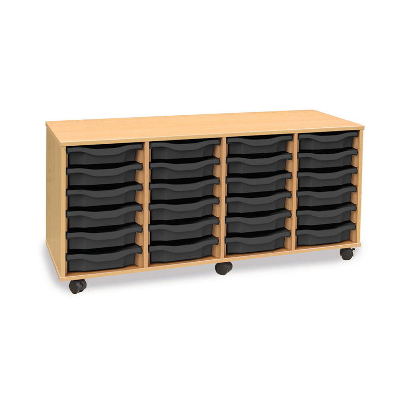 Monarch shallow tray storage unit - 24 trays (4 x 6) beech
