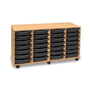 Monarch shallow tray storage unit - 28 trays (4 x 7) beech
