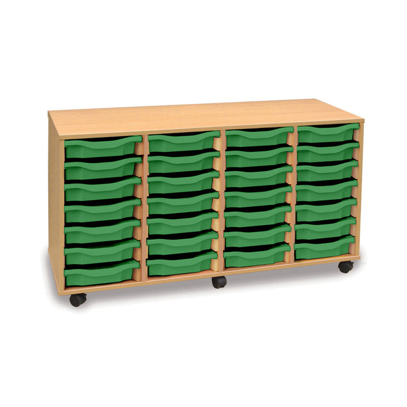 Monarch shallow tray storage unit - 28 trays (4 x 7) beech