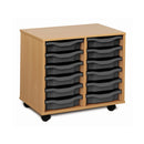 Monarch shallow tray storage unit - 12 trays (2 x 6) beech