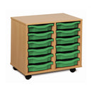 Monarch shallow tray storage unit - 12 trays (2 x 6) beech