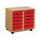 Monarch shallow tray storage unit - 12 trays (2 x 6) beech