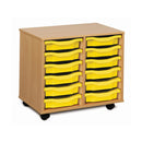 Monarch shallow tray storage unit - 12 trays (2 x 6) beech