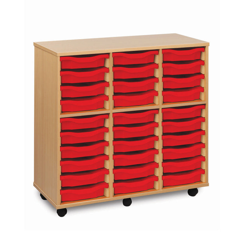 Monarch shallow tray storage unit - 30 trays (3 x 10) beech