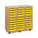 Monarch shallow tray storage unit - 30 trays (3 x 10) beech
