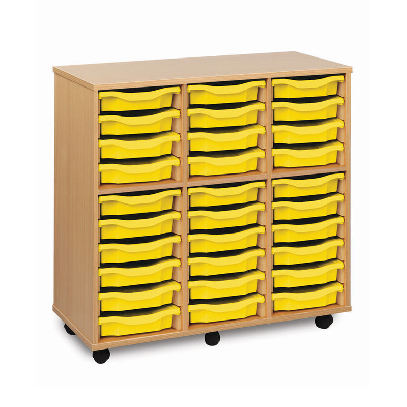 Monarch shallow tray storage unit - 30 trays (3 x 10) beech