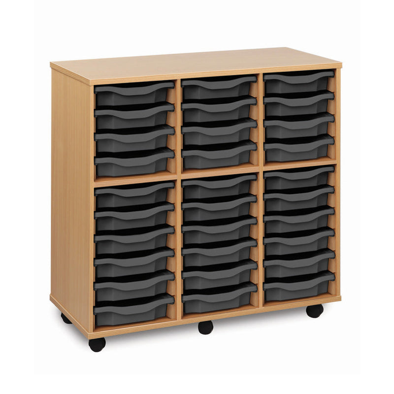 Monarch shallow tray storage unit - 30 trays (3 x 10) beech