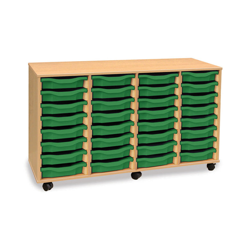 Monarch shallow tray storage unit - 32 trays (4 x 8) beech