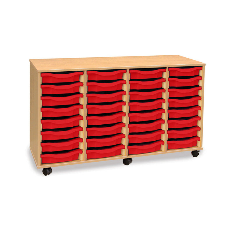 Monarch shallow tray storage unit - 32 trays (4 x 8) beech
