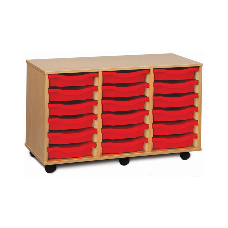 Monarch shallow tray storage unit - 18 trays (3 x 6) beech
