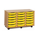 Monarch shallow tray storage unit - 18 trays (3 x 6) beech