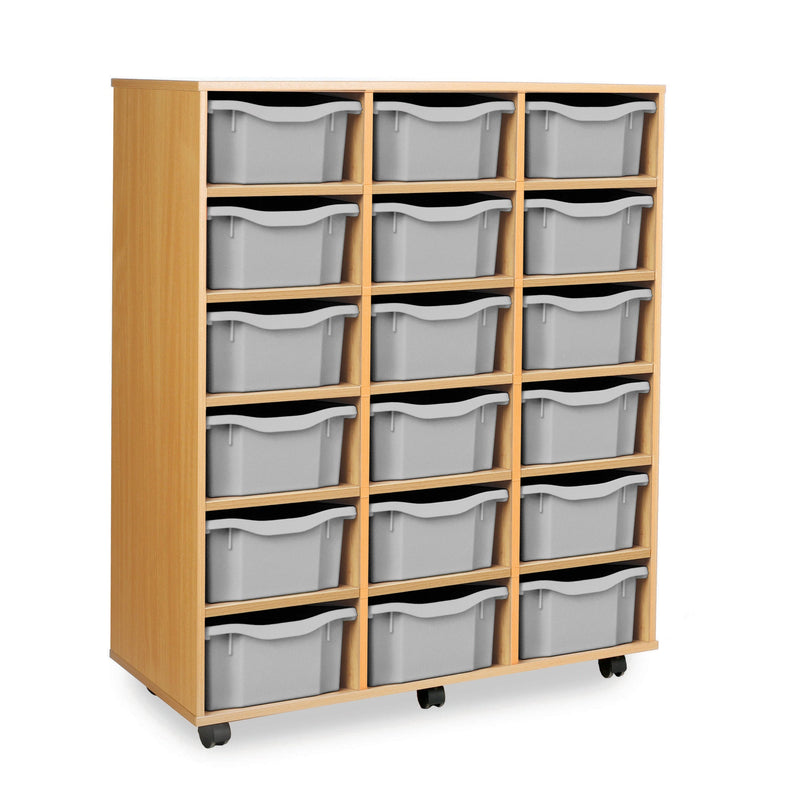 Monarch 18 double tray storage unit (3 x 6) - Light grey