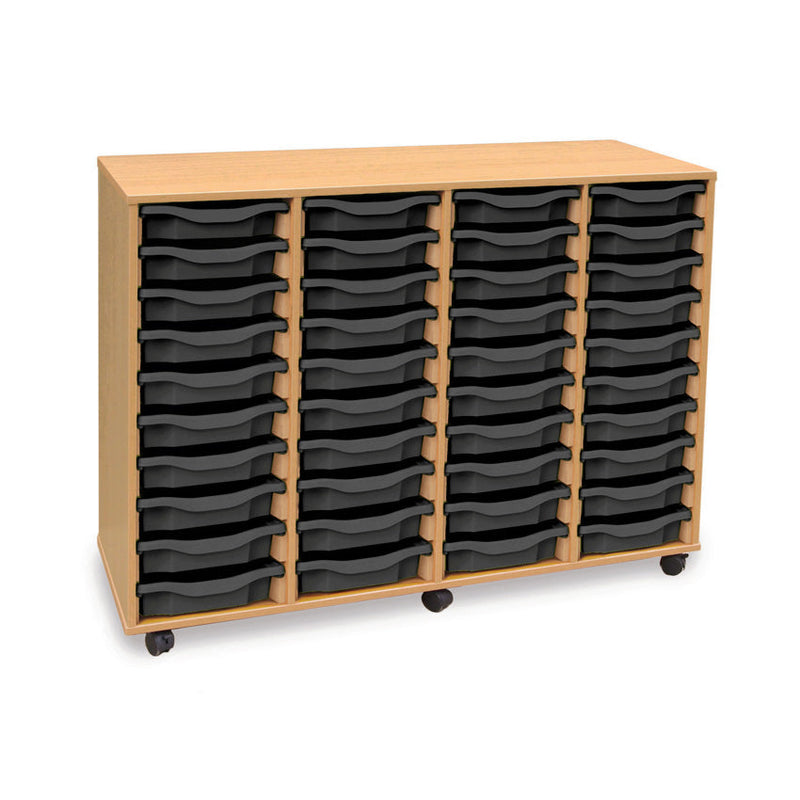 Monarch shallow tray storage unit - 40 trays (4 x 10) beech