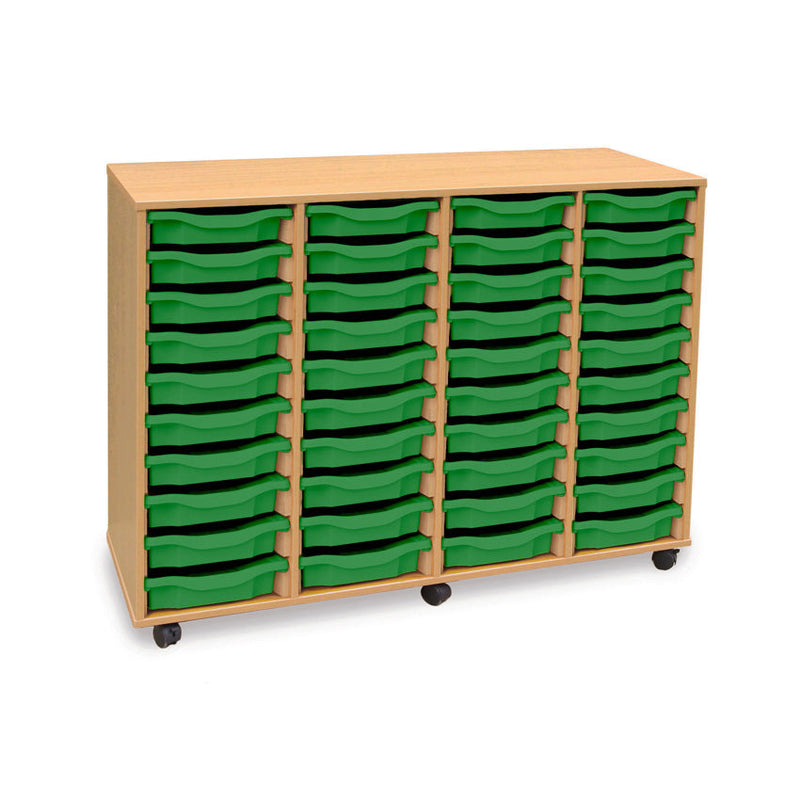 Monarch shallow tray storage unit - 40 trays (4 x 10) beech