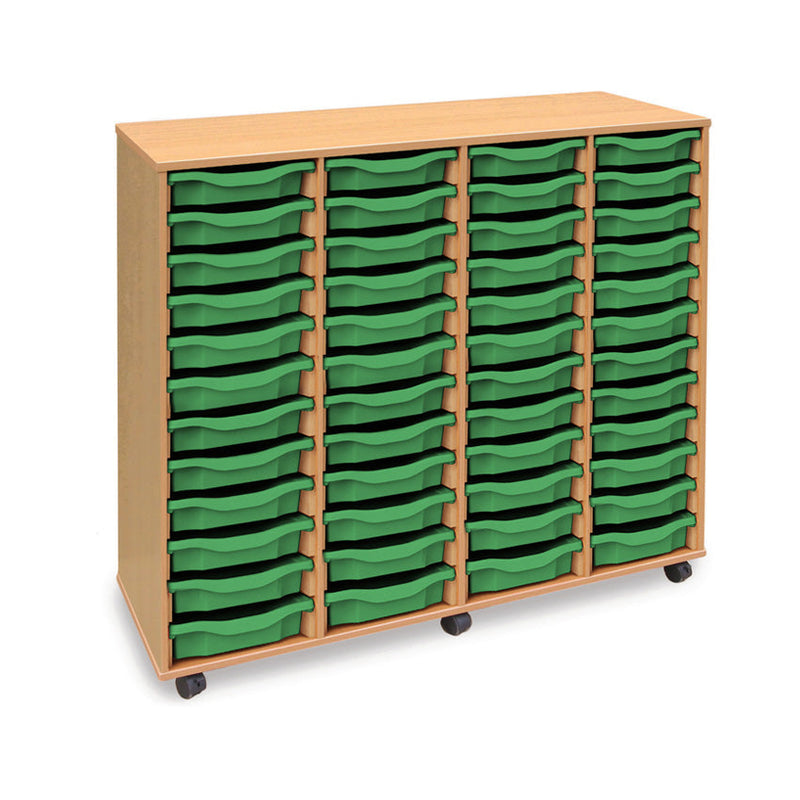 Monarch shallow tray storage unit - 48 trays (4 x 12) beech
