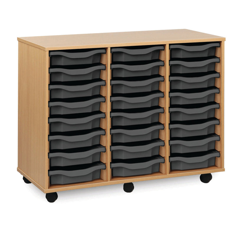 Monarch shallow tray storage unit - 24 trays (3 x 8) beech