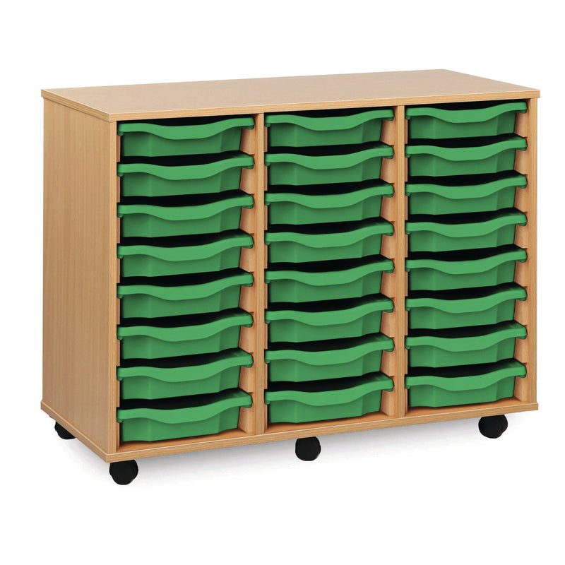 Monarch shallow tray storage unit - 24 trays (3 x 8) beech