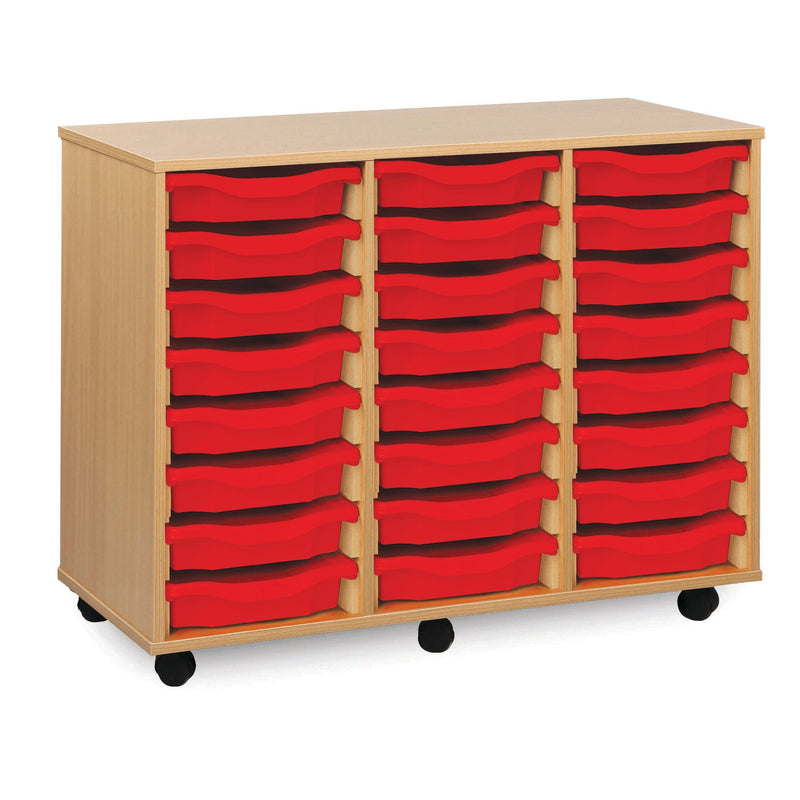 Monarch shallow tray storage unit - 24 trays (3 x 8) beech