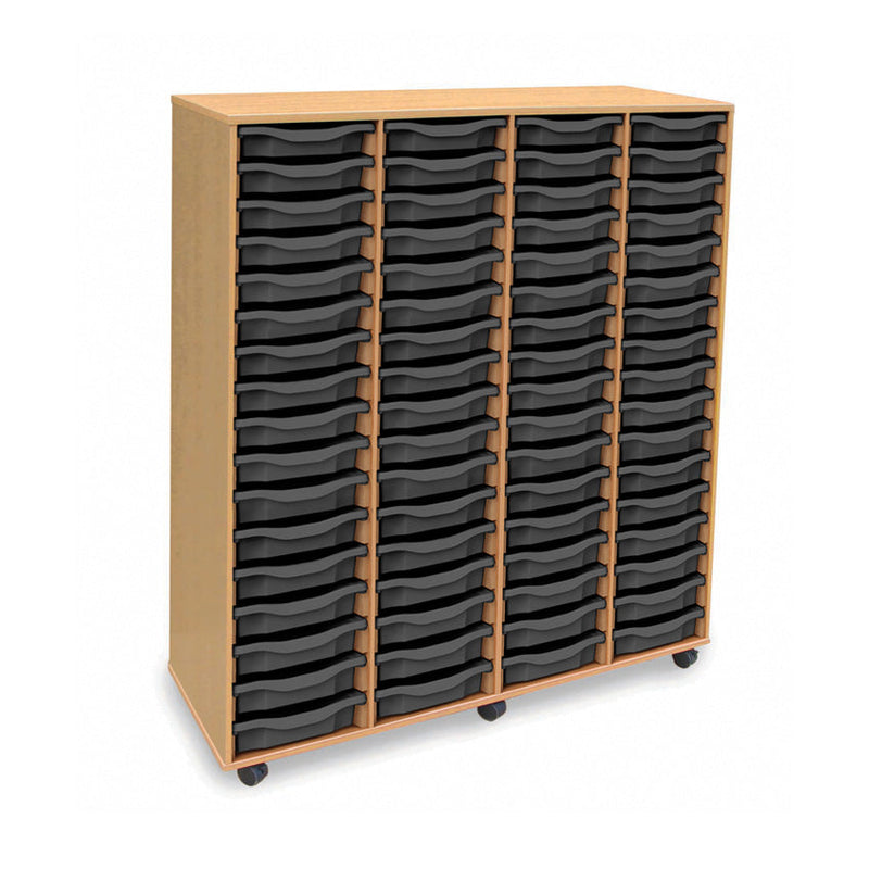 Monarch shallow tray storage unit - 64 trays (4 x 16) beech