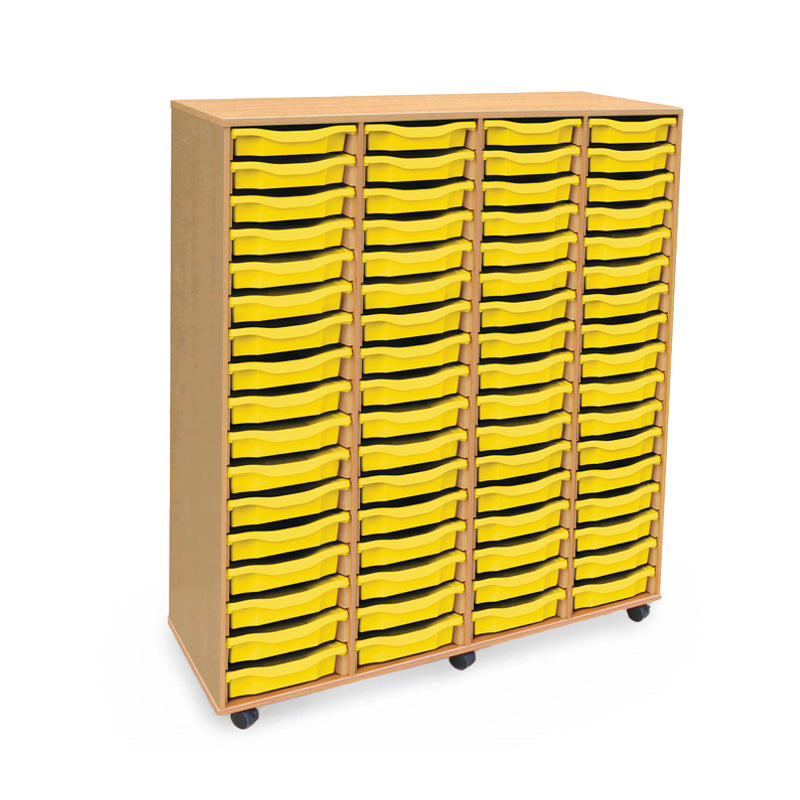 Monarch shallow tray storage unit - 64 trays (4 x 16) beech