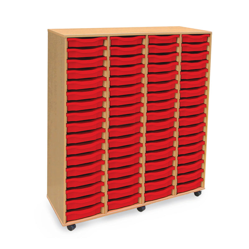 Monarch shallow tray storage unit - 64 trays (4 x 16) beech
