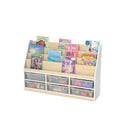 6 COMPARTMENT BOOK STORAGE & 6 SMALL CLEAR TRAYS, MODERN THRIFTY STORAGE RANGE